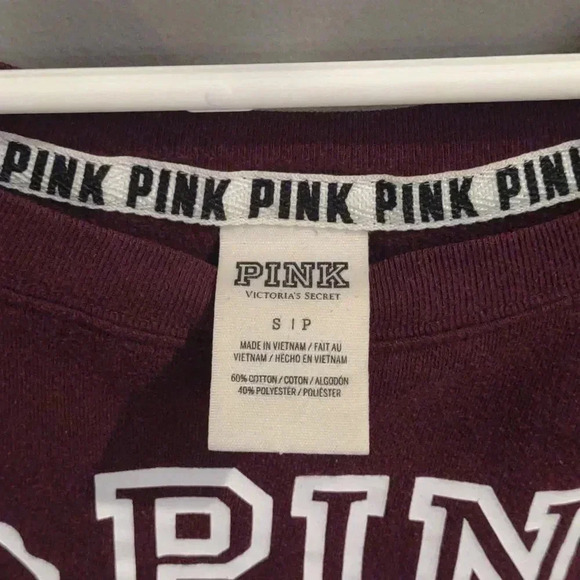 Victoria Secret PINK women's small maroon long sleeve crewneck sweatshirt - Picture 3 of 4